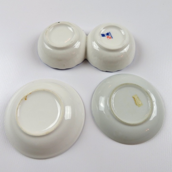 4 small white and blue condiment sauce spices olives nuts dishes / serveware - Picture 5 of 5